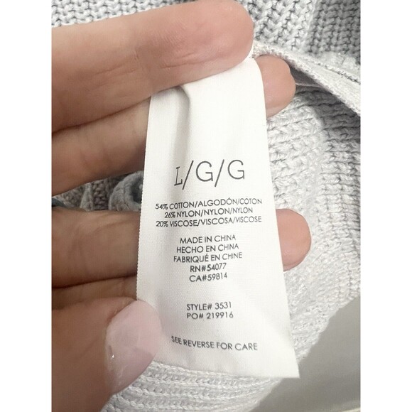 Cabi Deep V Pullover Sweater Tunic Side Zippers, Gray - Beige #3531 Large Ribbed - Picture 5 of 8